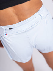 Short Running 2 en 1 LOOPER Femme Made in Italy et Recyclé — BLEU CIEL