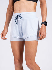 Short Running 2 en 1 LOOPER Femme Made in Italy et Recyclé — BLEU CIEL