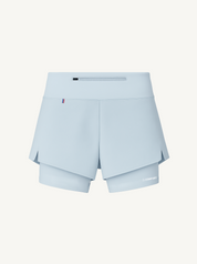 Short Running 2 en 1 LOOPER Femme Made in Italy et Recyclé — BLEU CIEL