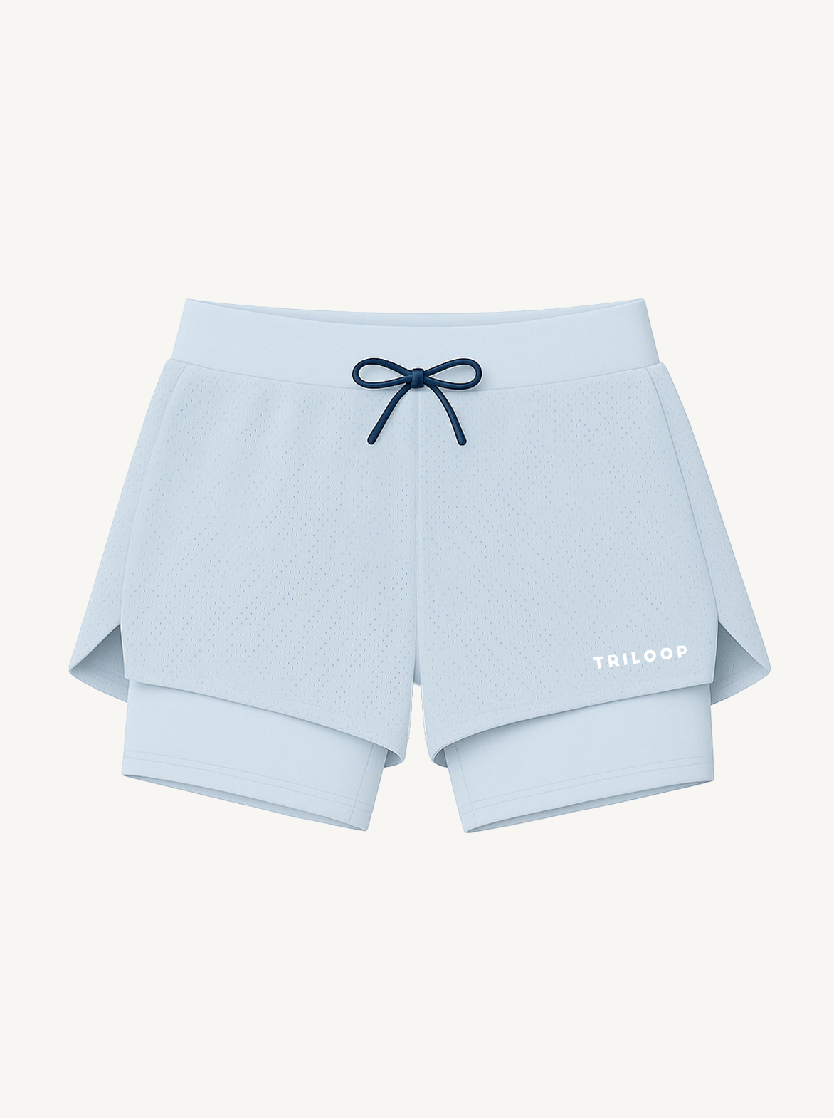 Short Running 2 en 1 LOOPER Femme Made in Italy et Recyclé — BLEU CIEL