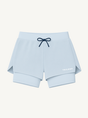 Short Running 2 en 1 LOOPER Femme Made in Italy et Recyclé — BLEU CIEL