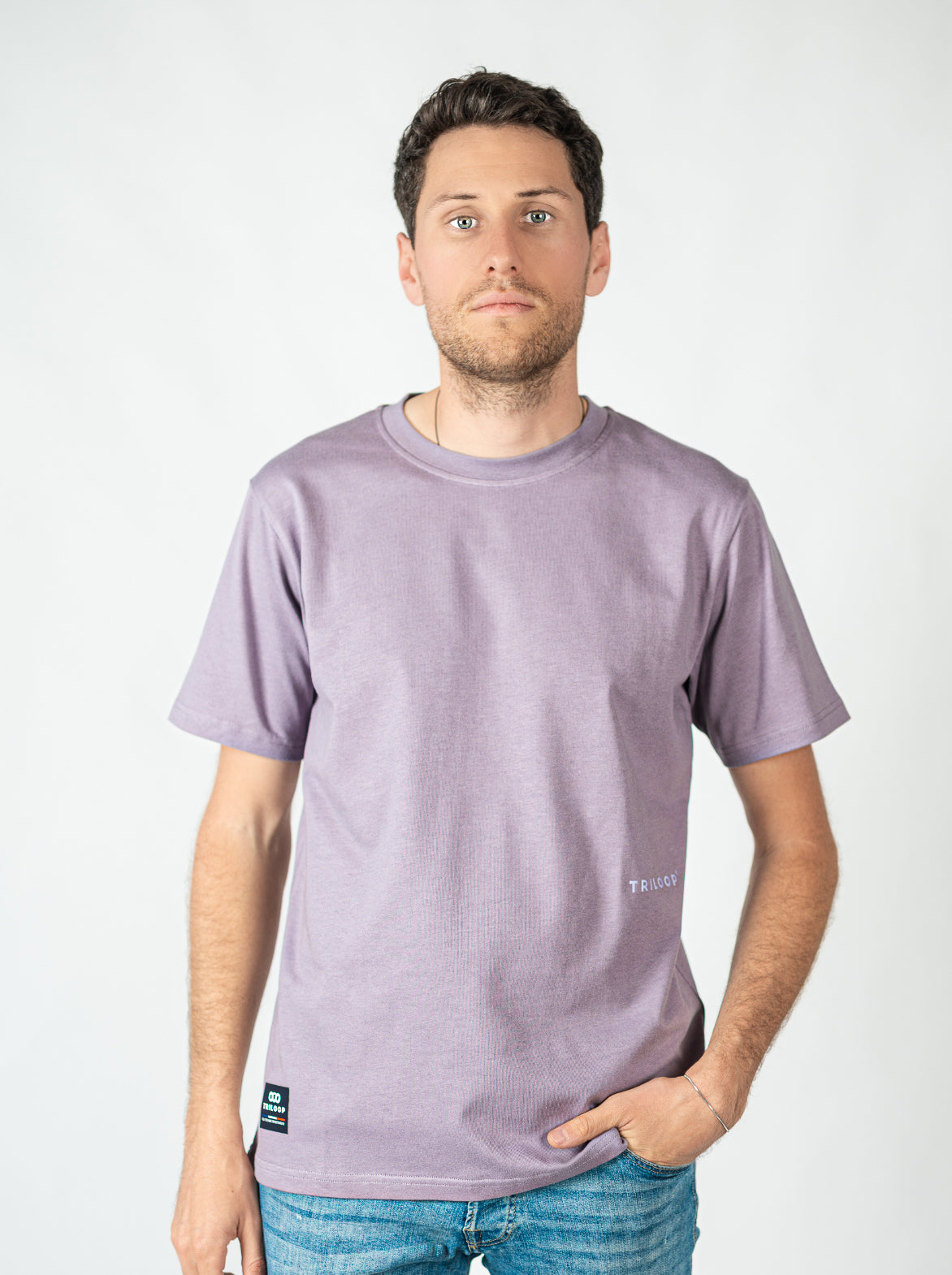 T-shirt coton Looper Unisexe Regular Made in Portugal et Bio - Violet