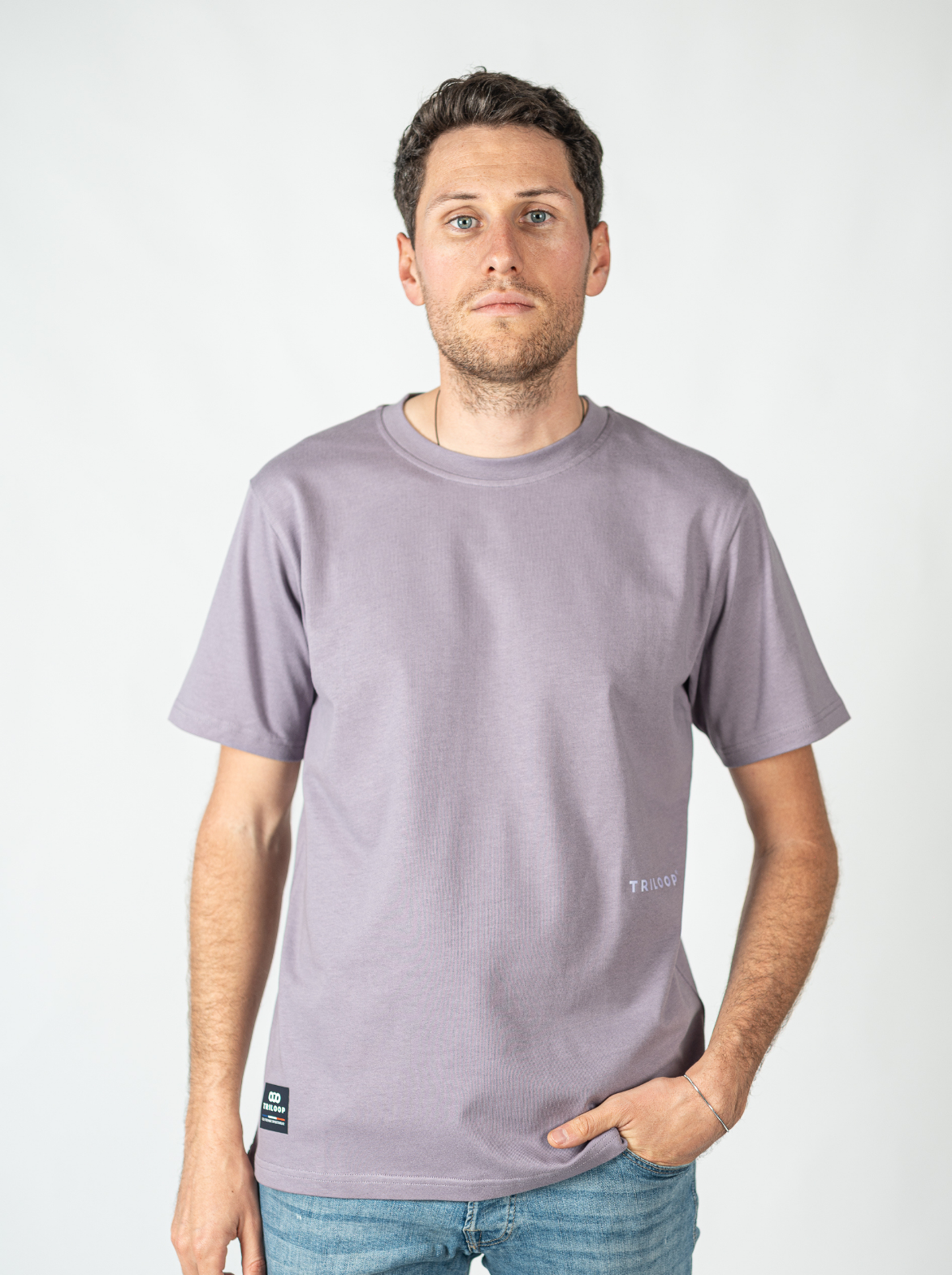 T-shirt coton Looper Unisexe Regular Made in Portugal et Bio - Violet