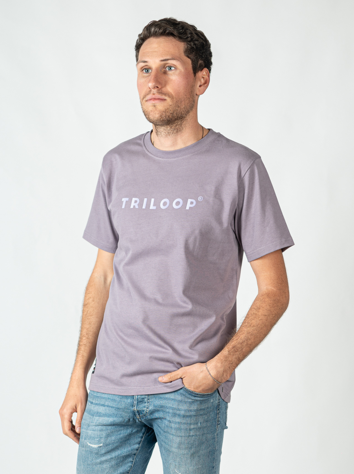 T-shirt coton Crew Looper Unisexe Regular Made in Portugal et Bio - Violet