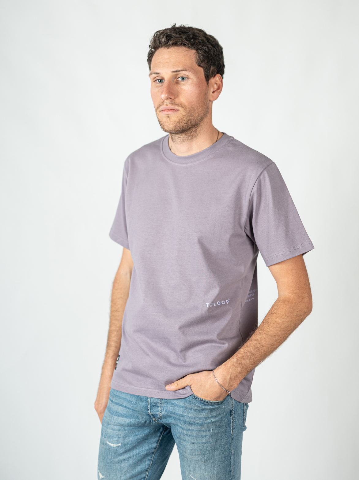 T-shirt coton Looper Unisexe Regular Made in Portugal et Bio - Violet