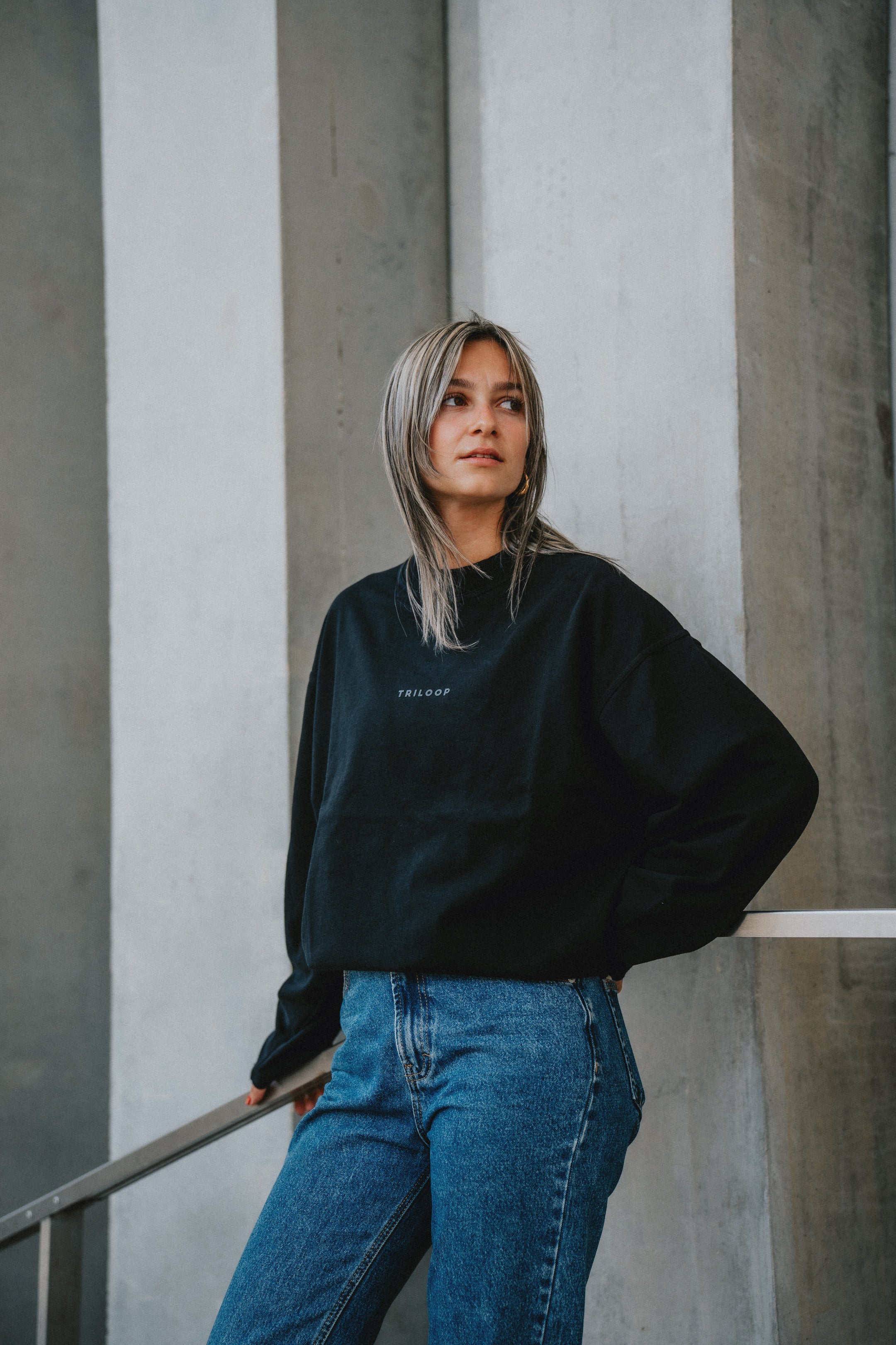 Tee-shirt Manches Longues Coton Bio UNISEXE Made in Portugal - Noir