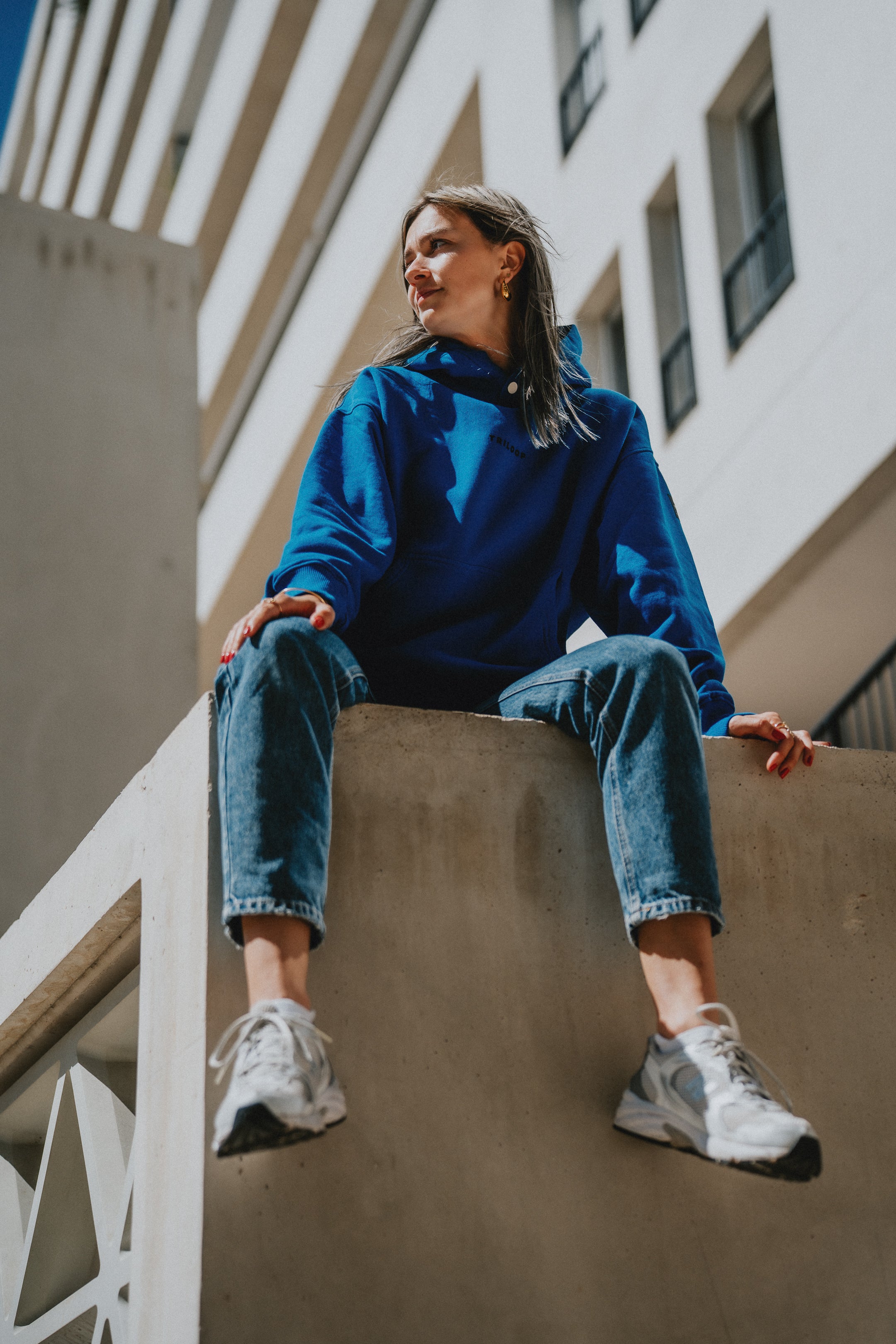Pull à capuche Coton Bio UNISEXE Made in Portugal - Bleu