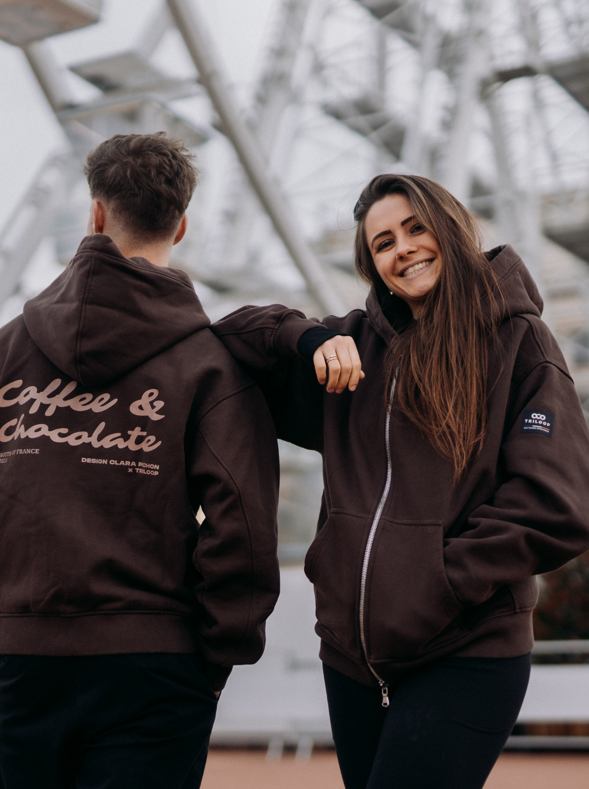 Veste zippée lifestyle UNISEXE Coffee & Chocolate x Clara Pichon Made in Europe Coton Bio
