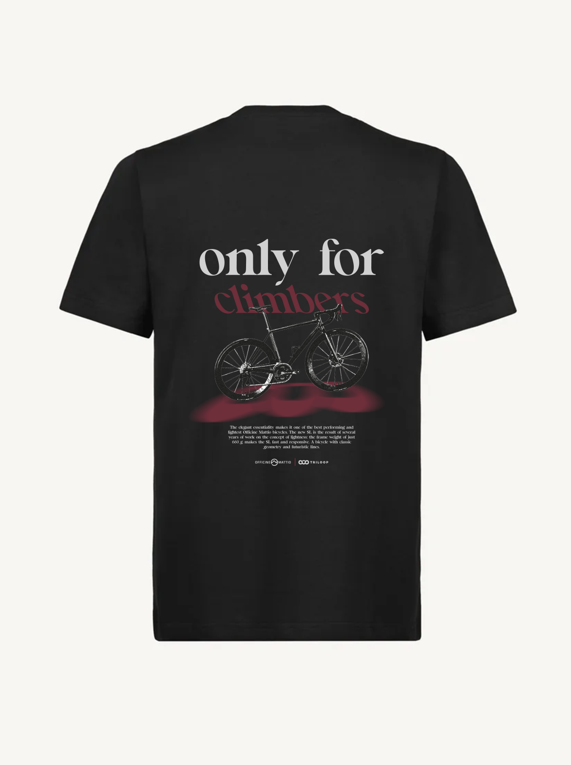 T-shirt Unisexe Only For Climbers x Officine Mattio Made in Europe Coton Bio - Noir