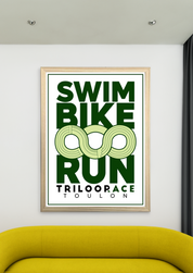 Poster Triloop Race, "Swim Bike Run" Blanc