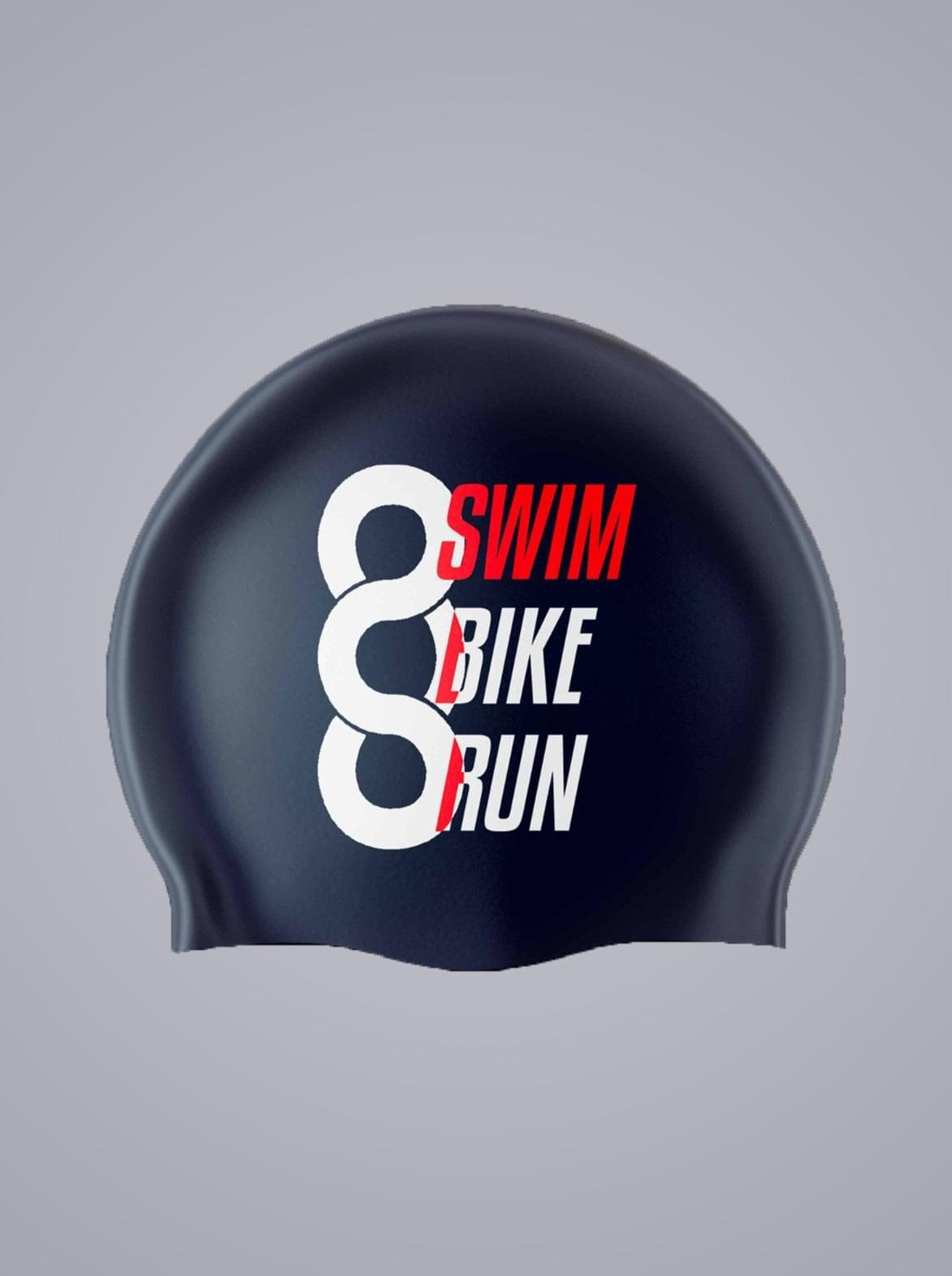 Bonnet de bain - Swim Bike Run - Bleu Foncé - Ventes privées
