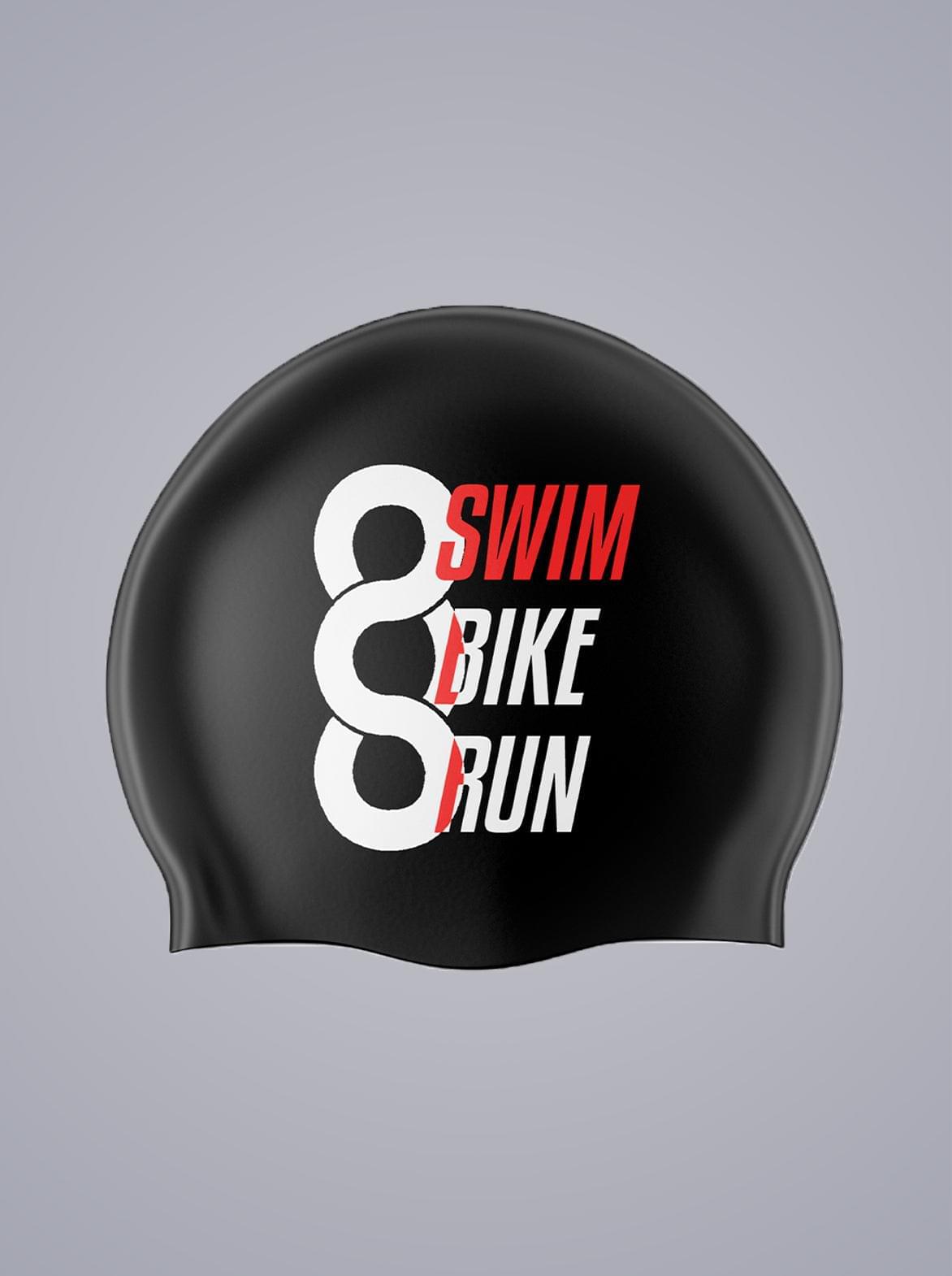 Bonnet de bain - Swim Bike Run - Noir - Ventes privées