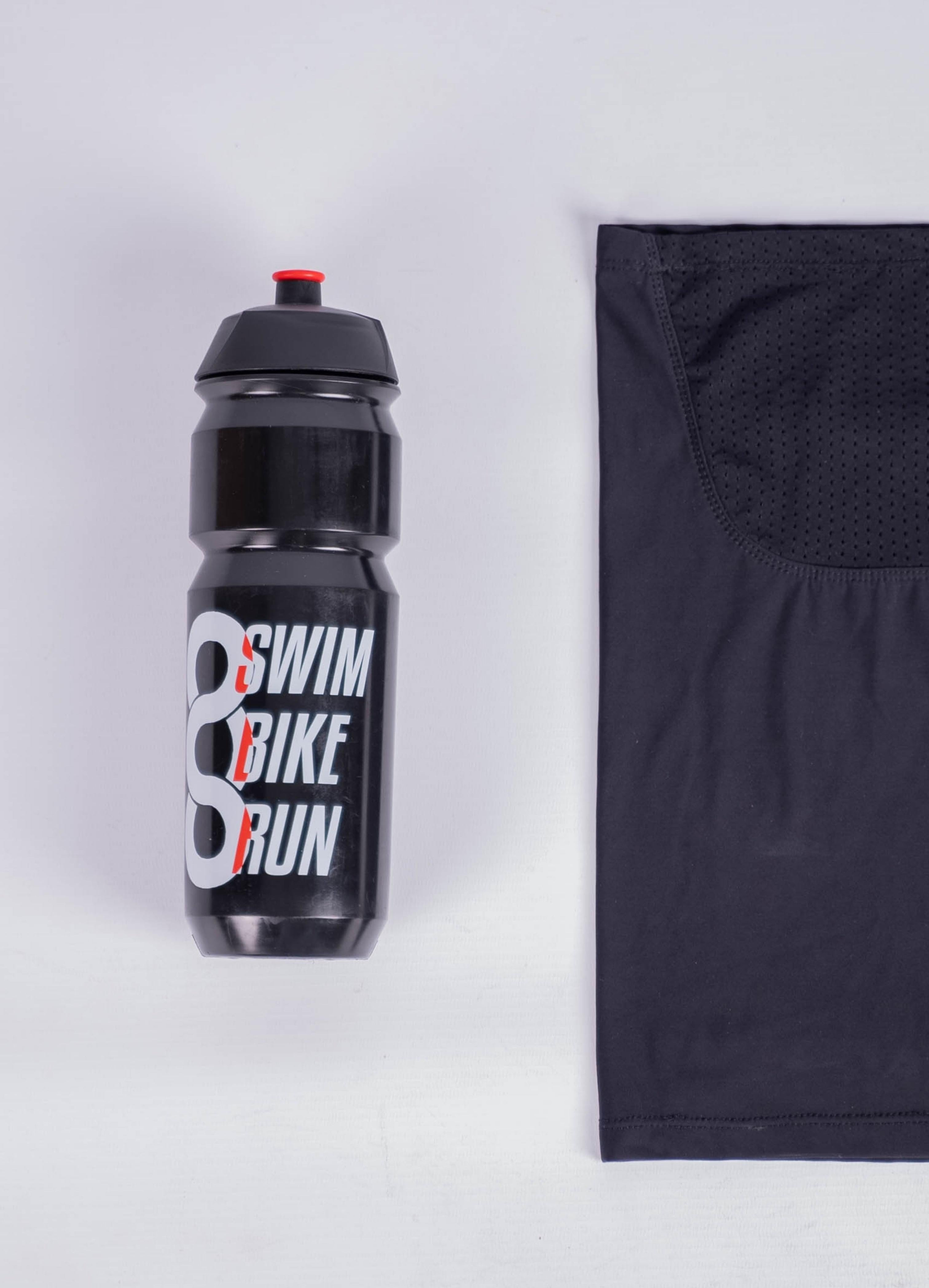 Biodegradable water bottle + Neckwear Made in France and Recycled — Black